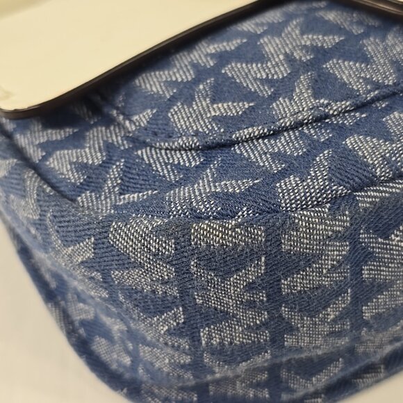 MICHAEL KORS Lillian SMALL CROSSBODY HandBag Purse Denim Blue White Pockets *VGC - Picture 9 of 16